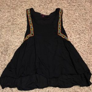 Black HiLo Tank with Orange, Blue Green stitching